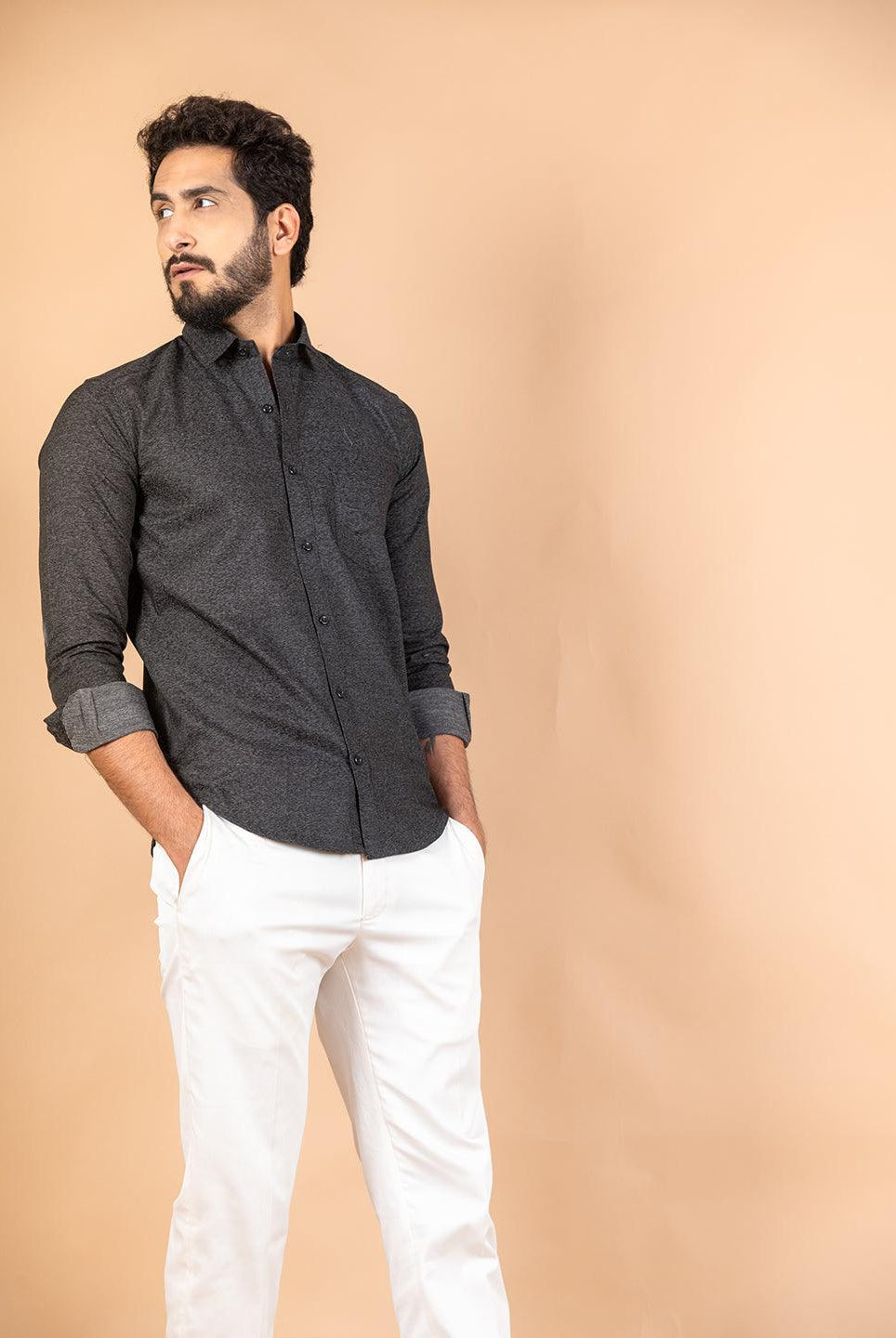Black Formal Solid Giza Cotton Shirt - Tistabene