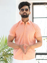 Pink Blossom Cotton Printed Half Shirt