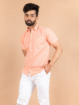 Pink Blossom Cotton Printed Half Shirt