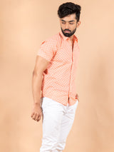 Pink Blossom Cotton Printed Half Shirt
