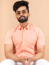 Pink Blossom Cotton Printed Half Shirt