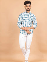 printed blue shirt