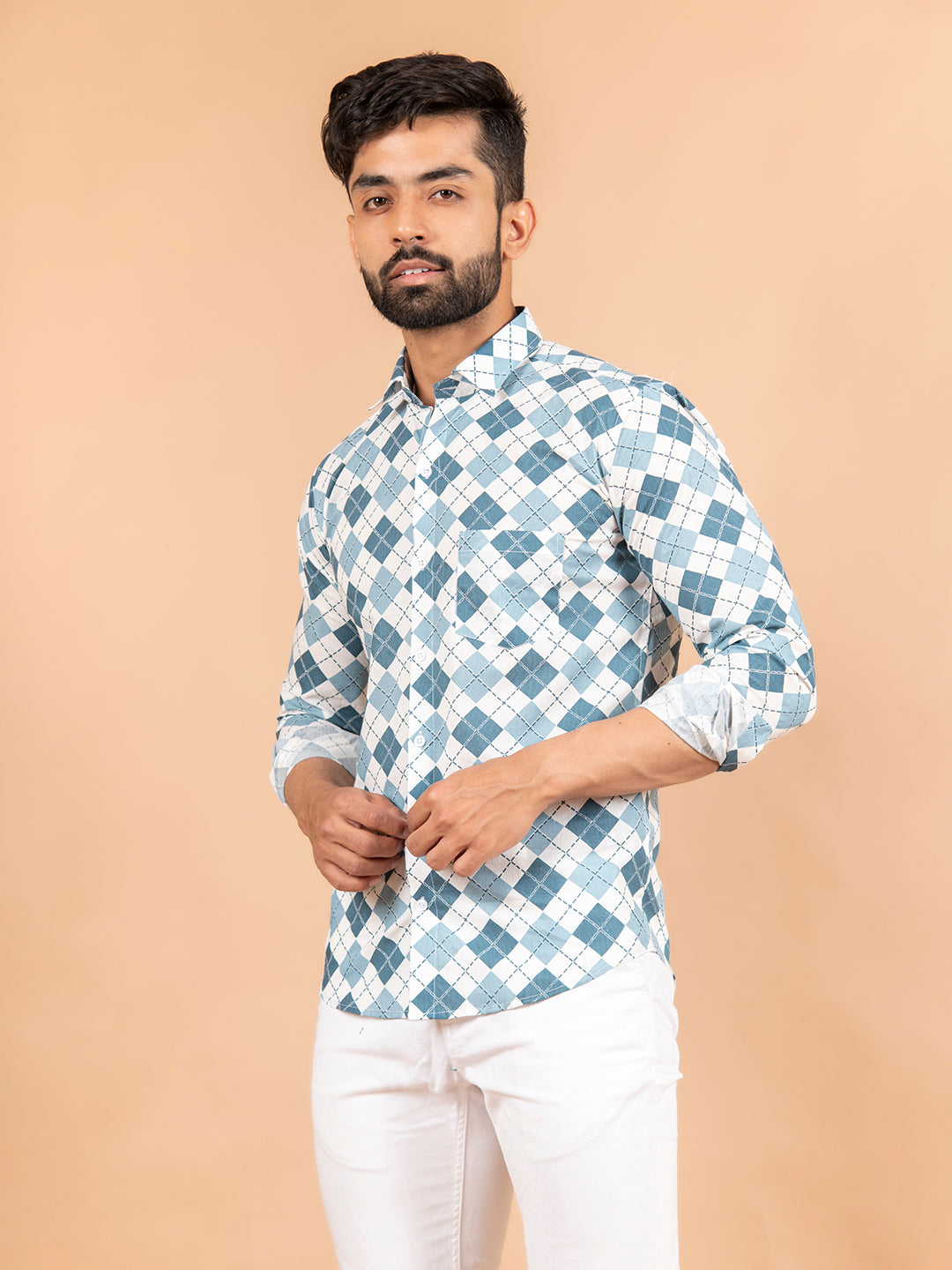 white printed shirt