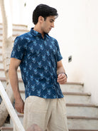 blue printed shirts for men