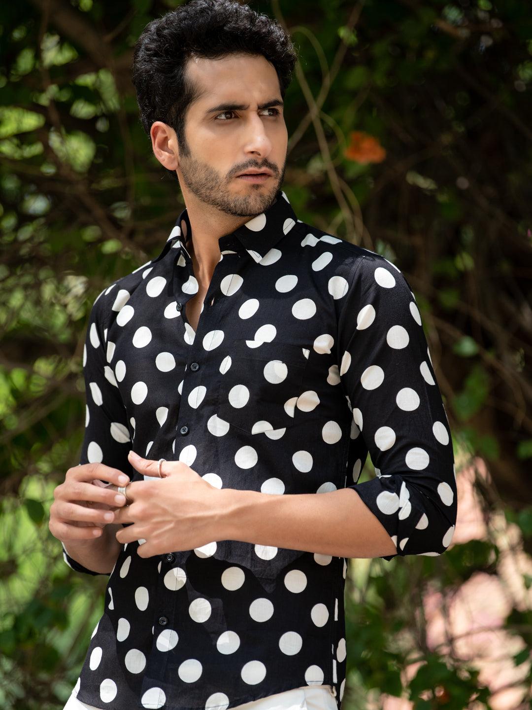 polka dotted shirt