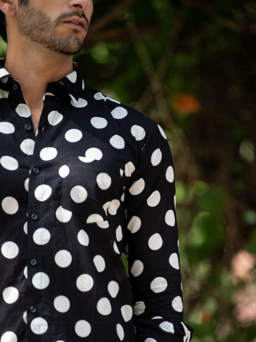 black and white printed shirt