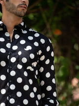 black and white printed shirt