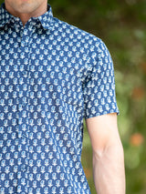 Blue Jaipuri Printed Cotton Half Sleeve Shirt