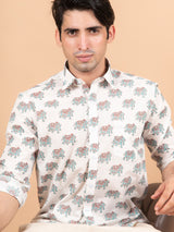 white printed shirt