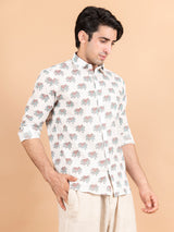white printed shirt for men