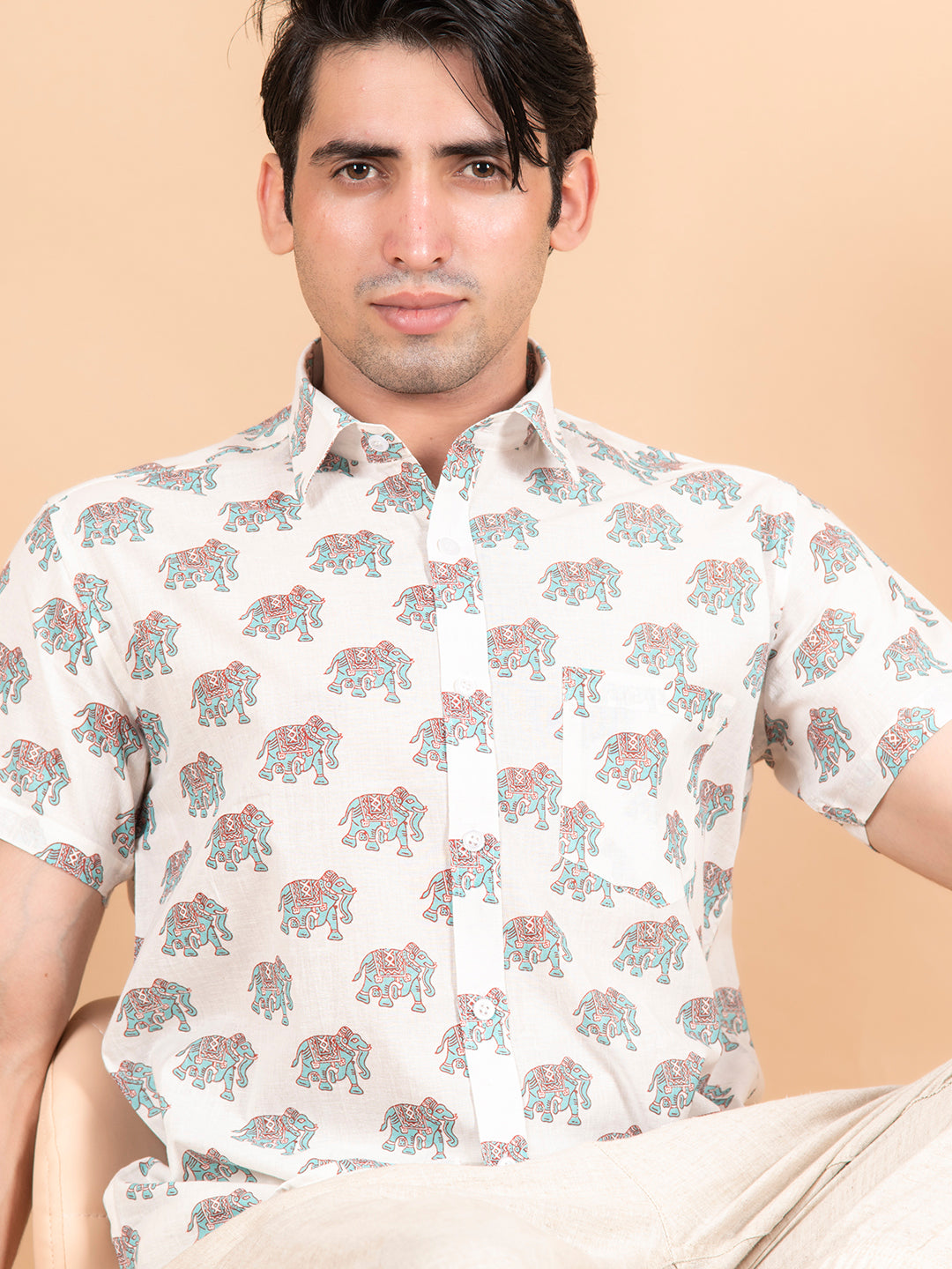 white printed shirt for men