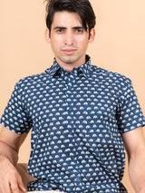 printed blue shirt