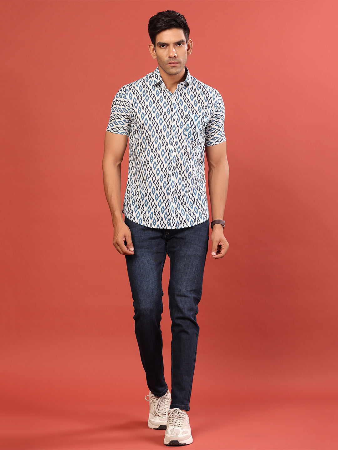 white printed shirt for men