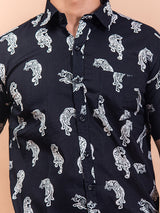 Two Direction Tiger Print Cotton Shirt