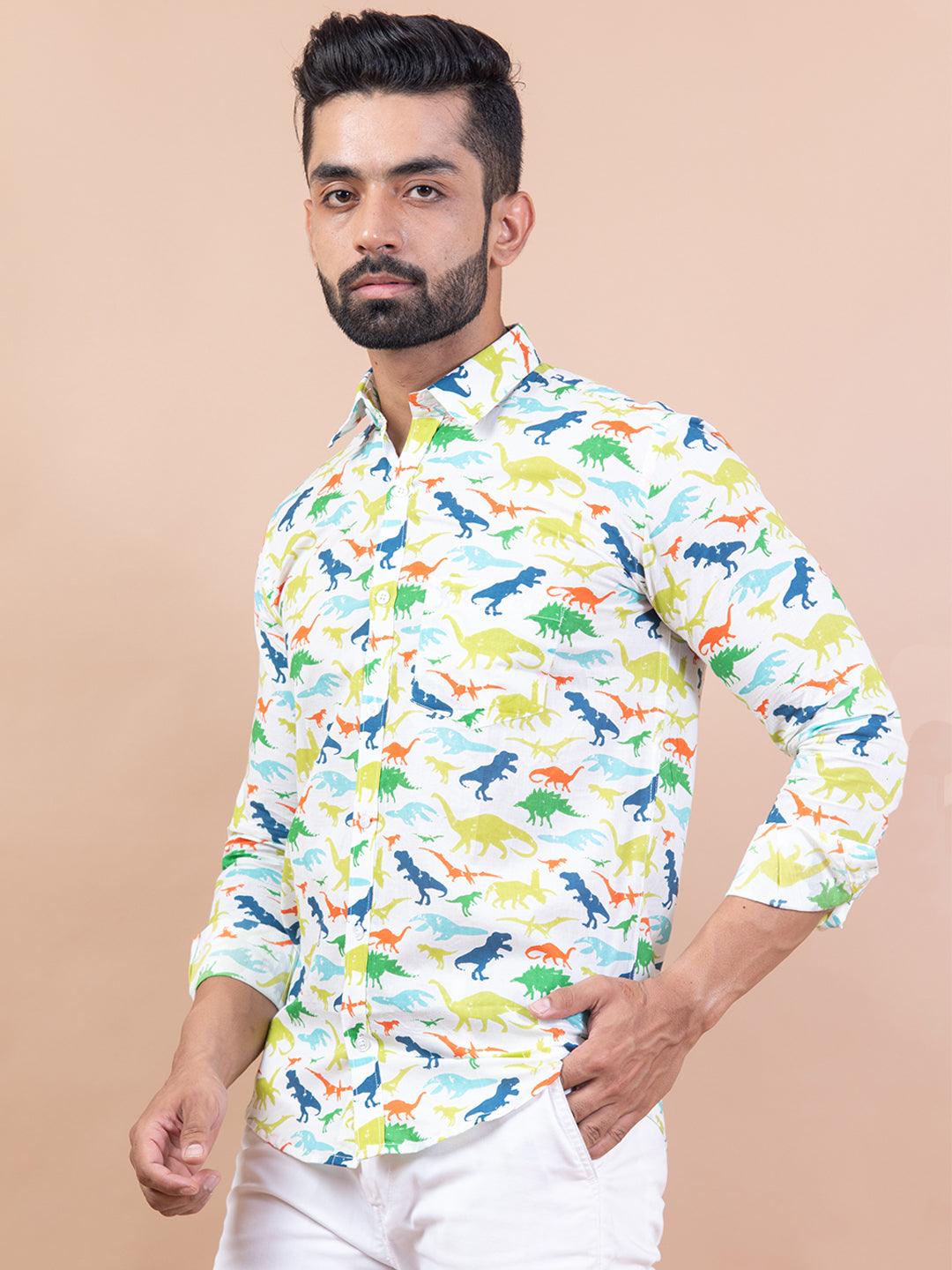 white printed shirt for men