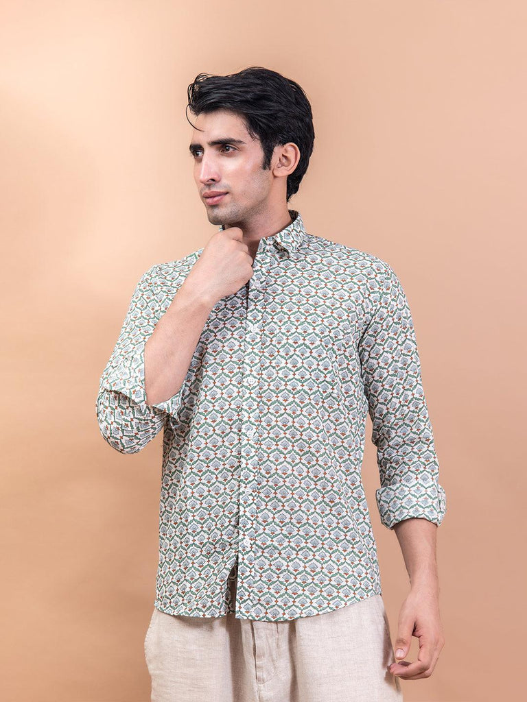 Multi Color Distance Printed Full Sleeve Shirt - Tistabene