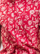 Floral Red Mandarin Collar Half Sleeve Shirt - Tistabene