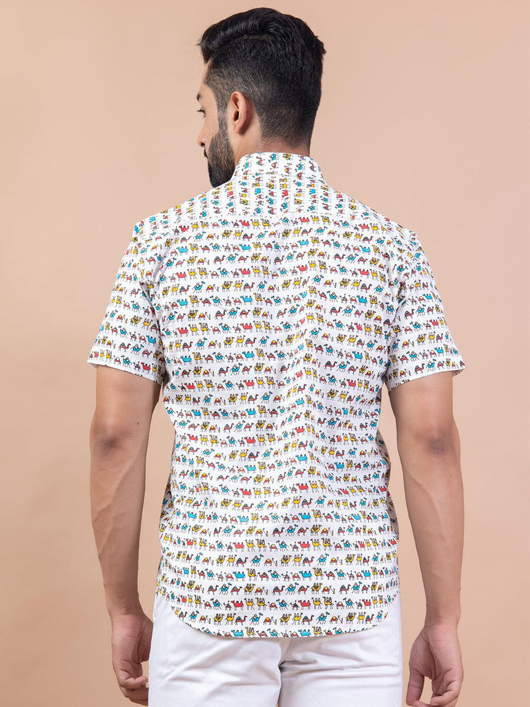 Miniature Camel Print Half Sleeve Shirt - Tistabene