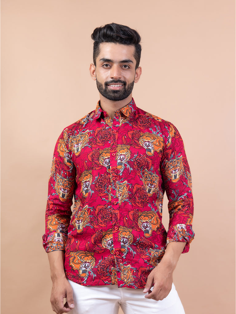 Red Printed Shirts for men