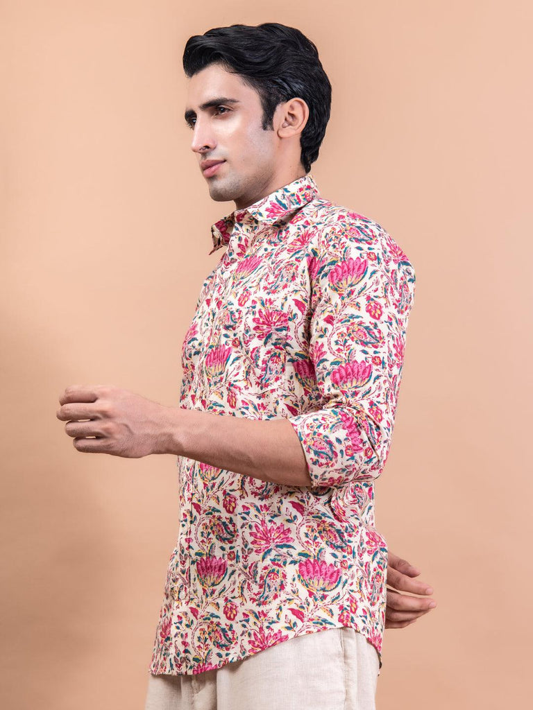 Floral Print Full Sleeves Cotton shirt - Tistabene