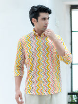 Chevron Full Sleeves Cotton Print Shirt