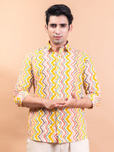 Chevron Full Sleeves Cotton Print Shirt