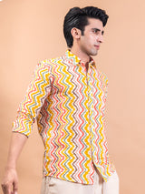 Chevron Full Sleeves Cotton Print Shirt