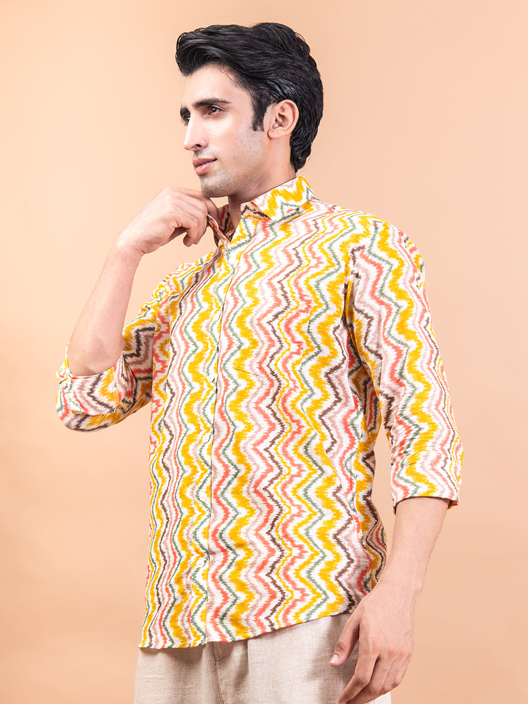 Chevron Full Sleeves Cotton Print Shirt