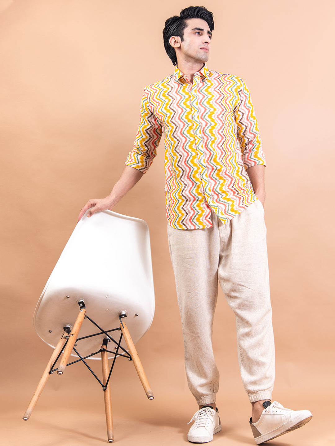 Chevron Full Sleeves Cotton Print Shirt