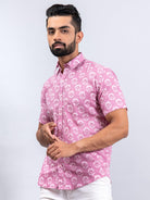 pink printed shirt for men