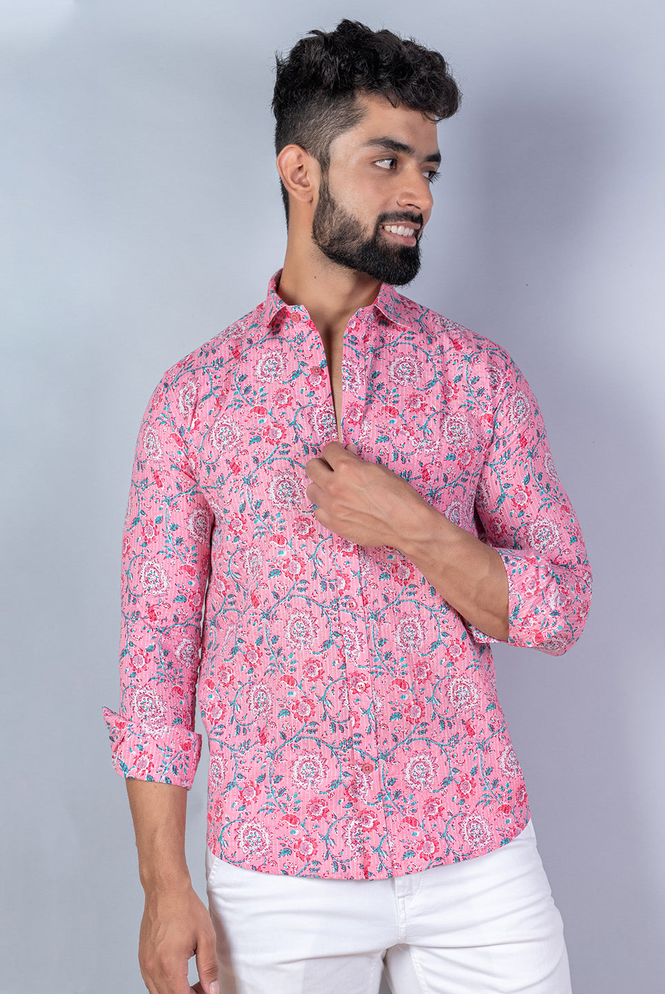 pink floral shirt mens	
