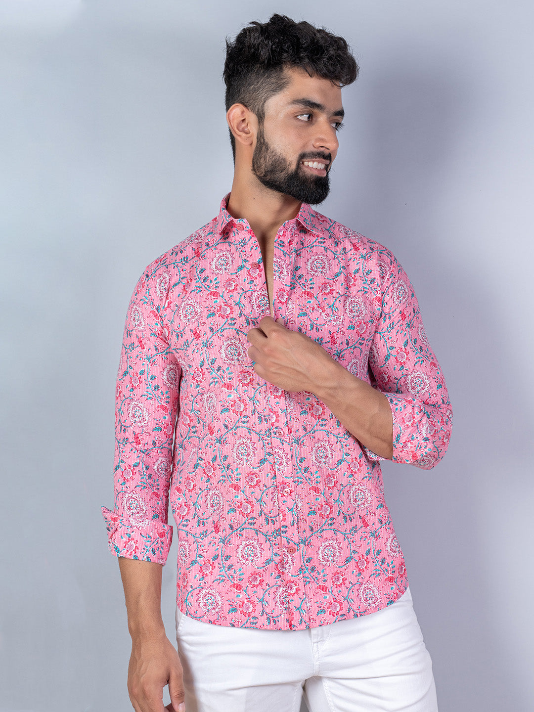 pink floral shirt mens	