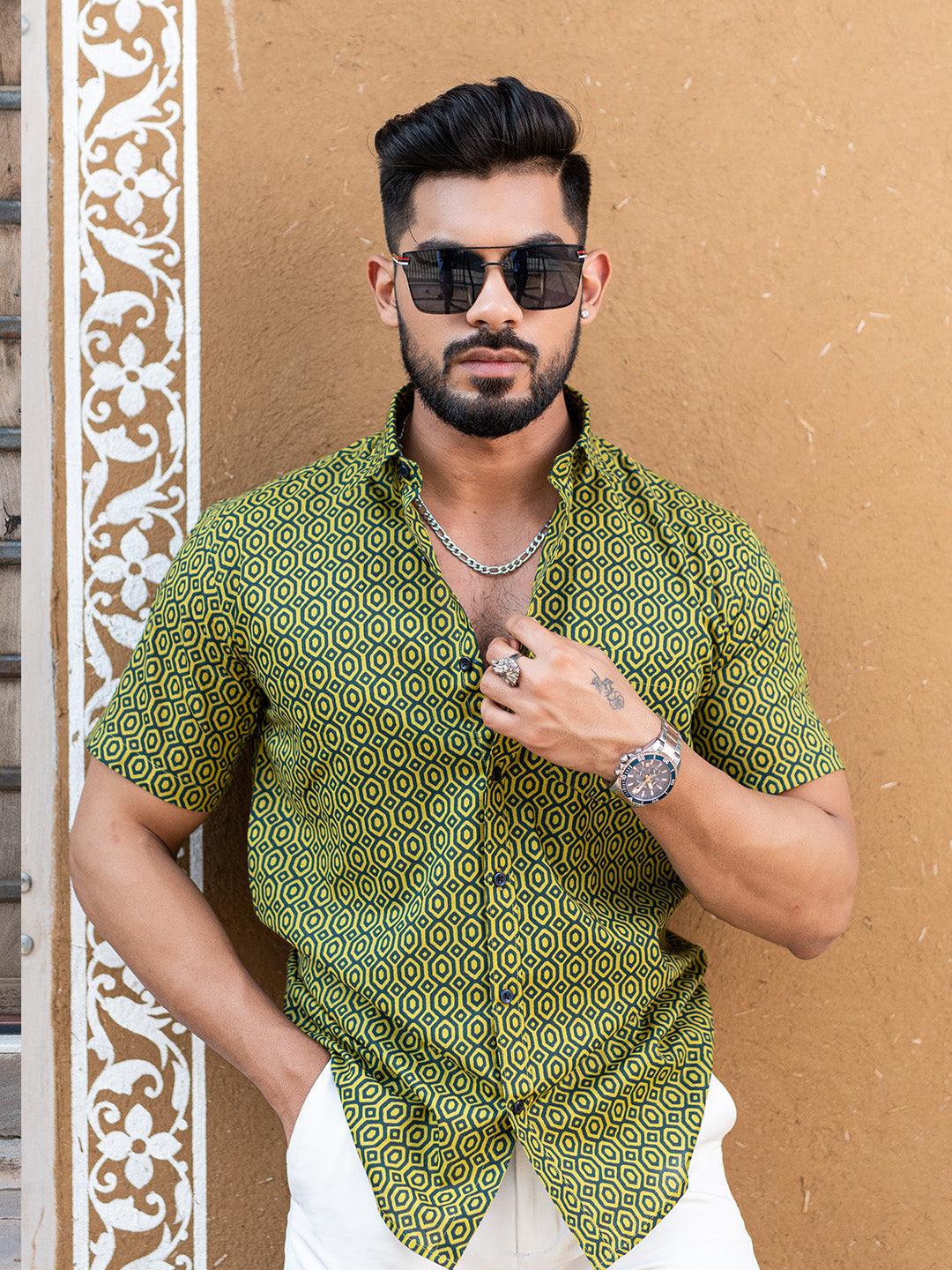 printed green shirt