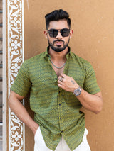printed green shirt