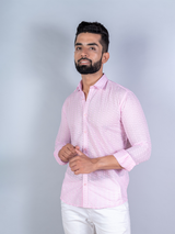 Baby Pink Embroidered Full Sleeves Cotton Shirt