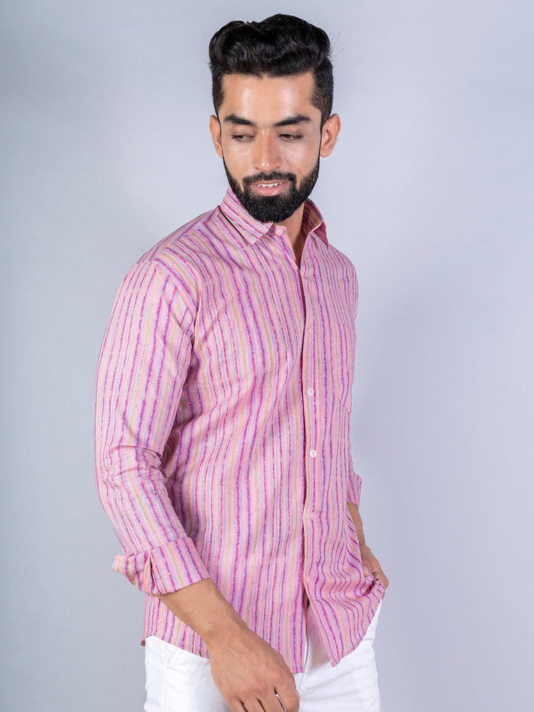 printed pink shirt for men