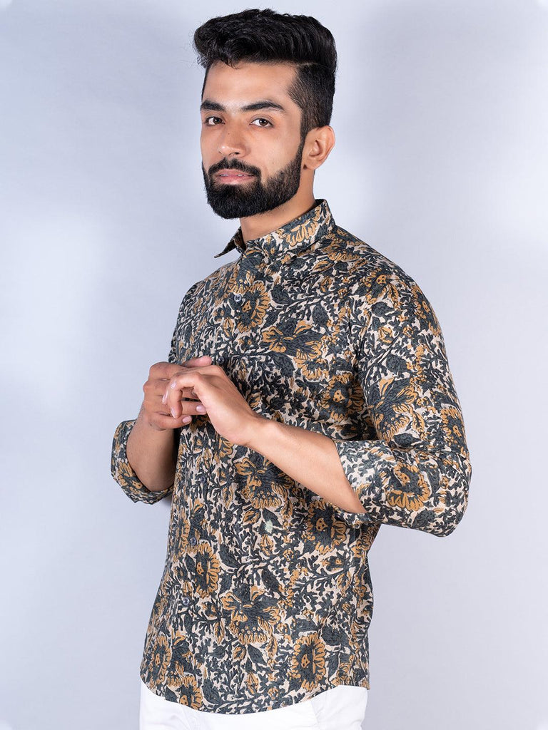 Multicolor Abstract Floral Printed Full Sleeves Shirt - Tistabene