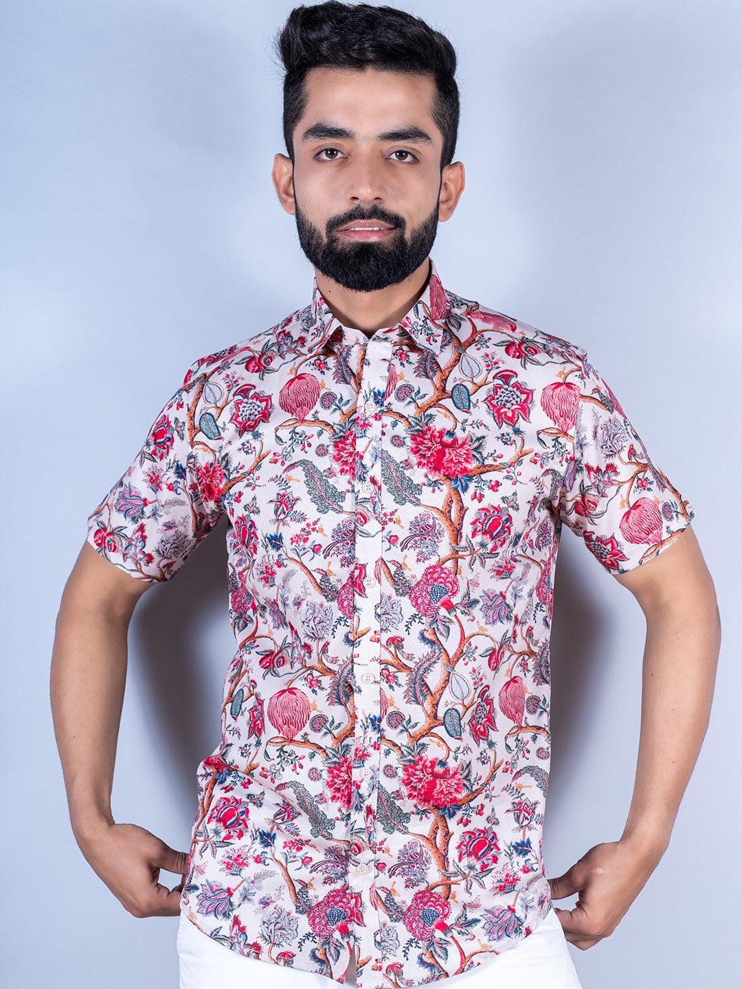 white printed shirt for men