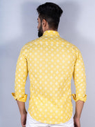 Yellow Motifs Printed Full Sleeves Cotton Shirt - Tistabene