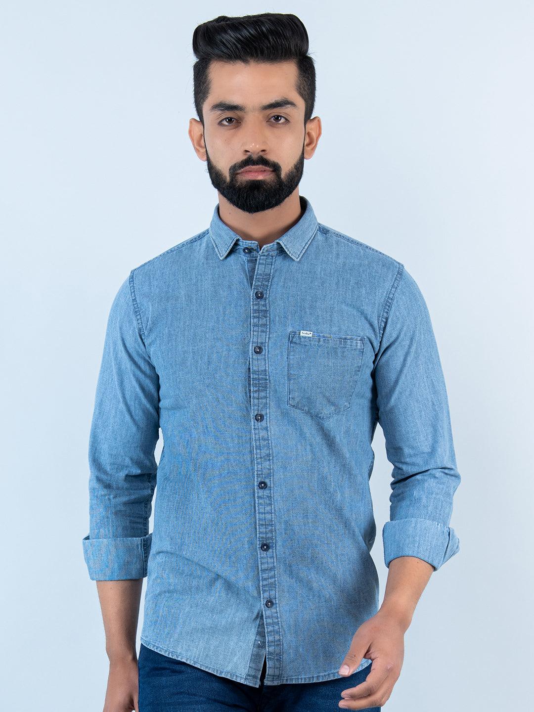 Buy Pepe Jeans HANK Sky Blue Regular Fit Cotton Denim Shirt for Men's  Online @ Tata CLiQ