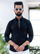 Navy Blue Denim Shirt