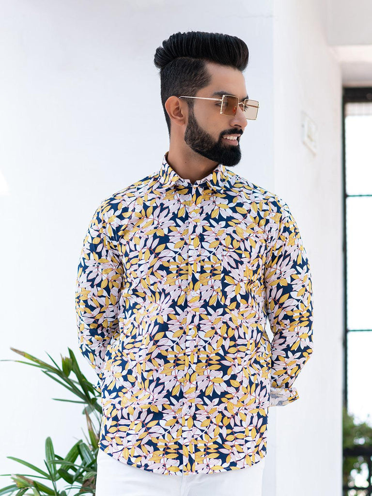 Multi Floral Printed Full Sleeves Cotton Shirt - Tistabene