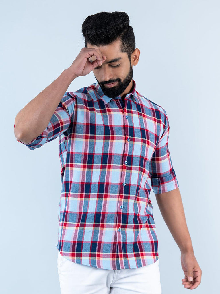 Multi Checks Full Sleeves Flannel Cotton Shirt - Tistabene