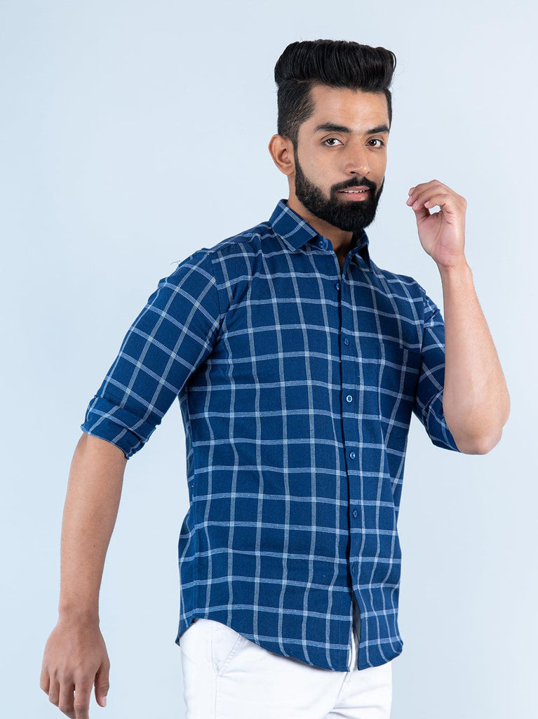 Blue Checks Full Sleeves Cotton Shirt - Tistabene