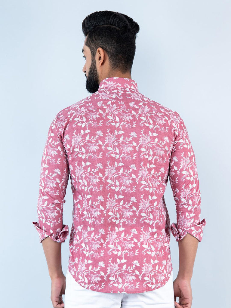 Cupid Pink Chintz Printed Full Sleeves Cotton Shirt - Tistabene