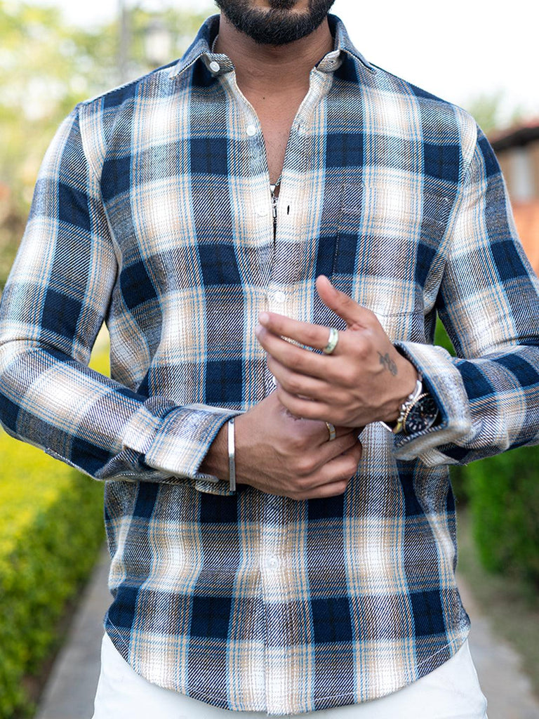 Multi Checks Full Sleeves Flannel Twill Cotton Shirt - Tistabene