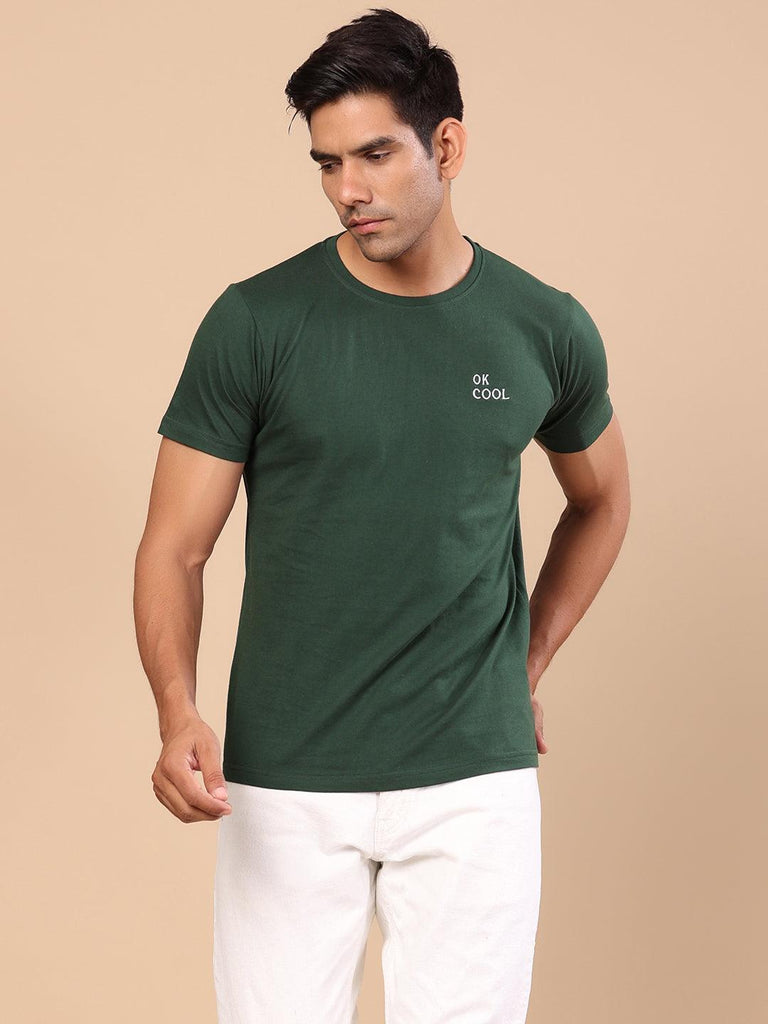 Green Ok Cool Embroidered Cotton T-shirt - Tistabene
