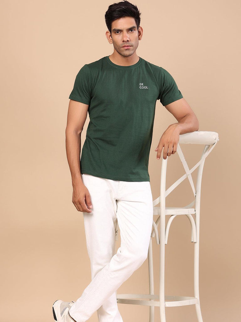 Green Ok Cool Embroidered Cotton T-shirt - Tistabene