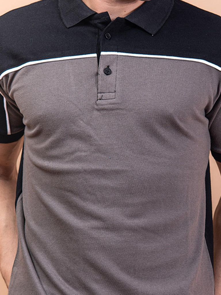 Black & Grey Collar T- Shirt - Tistabene