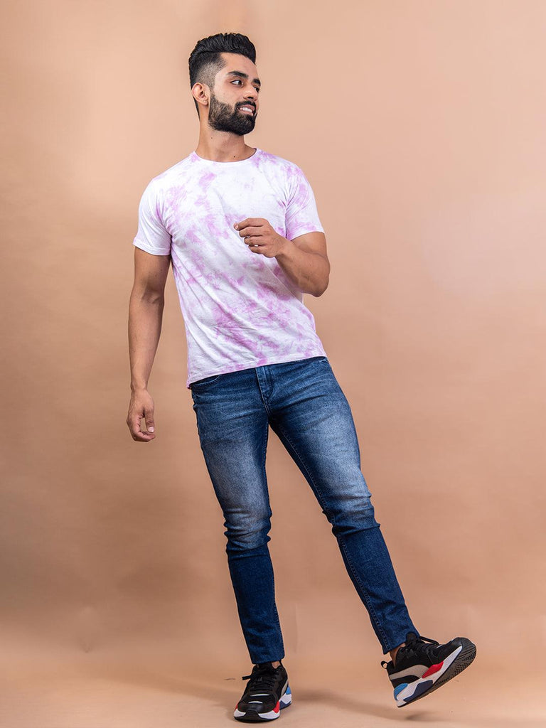 Light Pink Color Tie-Dye Cotton T-Shirt - Tistabene